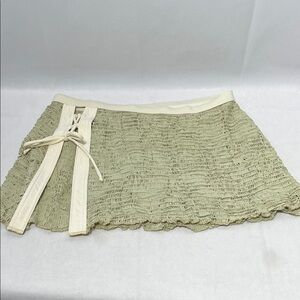 Ritchie Swimwear Bikini Skirt Cover USA Size SMALL Sage Cream Side Tie